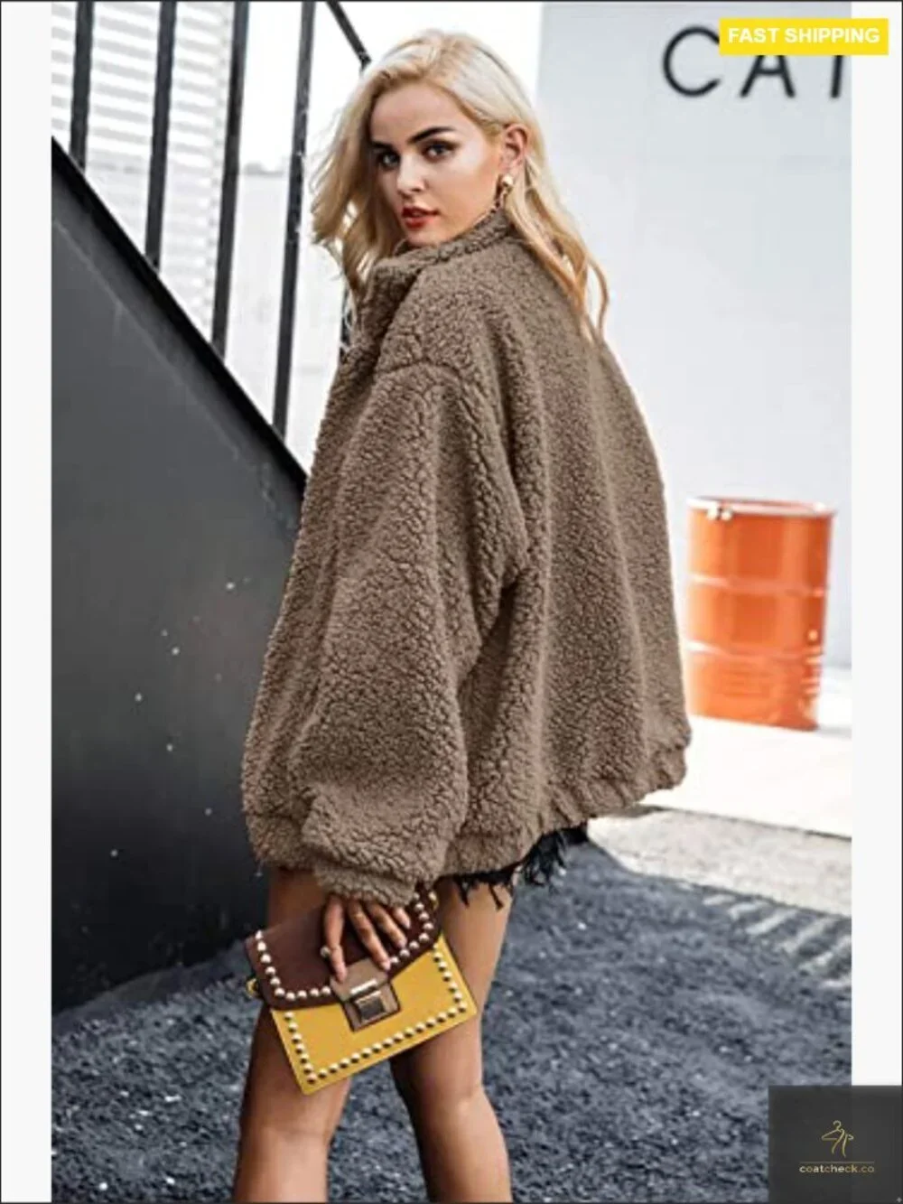 Oversized Sherpa Fleece Jacket Faux Fur Teddy Coat Winter Warm Trendy Y2K Chic